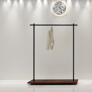 男简装服装店落地DH-20240式挂衣架约现代中带陈列架岛架哑光黑女