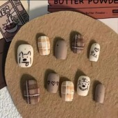 手工穿戴甲短款 可爱卡通手绘美甲贴片显白搞怪可拆卸假指甲片10片