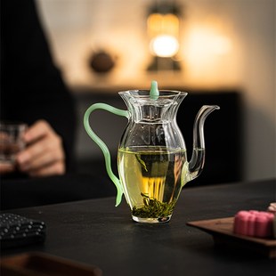 中式仿古玻璃水仙执壶 创意耐高温玻璃绿茶壶泡茶壶电陶炉煮茶器