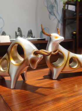 创意抽象牛摆件客厅电视柜酒柜玄关隔断办公室桌面装饰品软装摆设