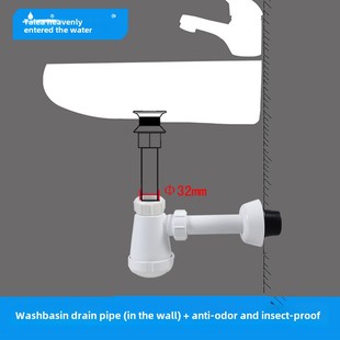 天力洗手盆下水管台盆入墙排水管浴室柜防臭直排硬管GF027C003