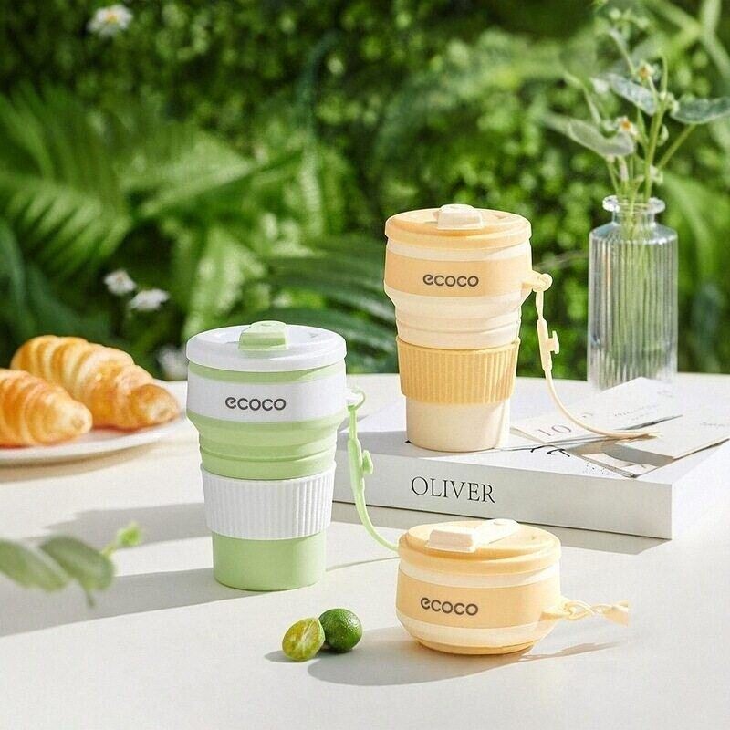 ecoco硅胶折叠水杯食品级旅行户外露营便携式随身洗漱杯子漱口杯