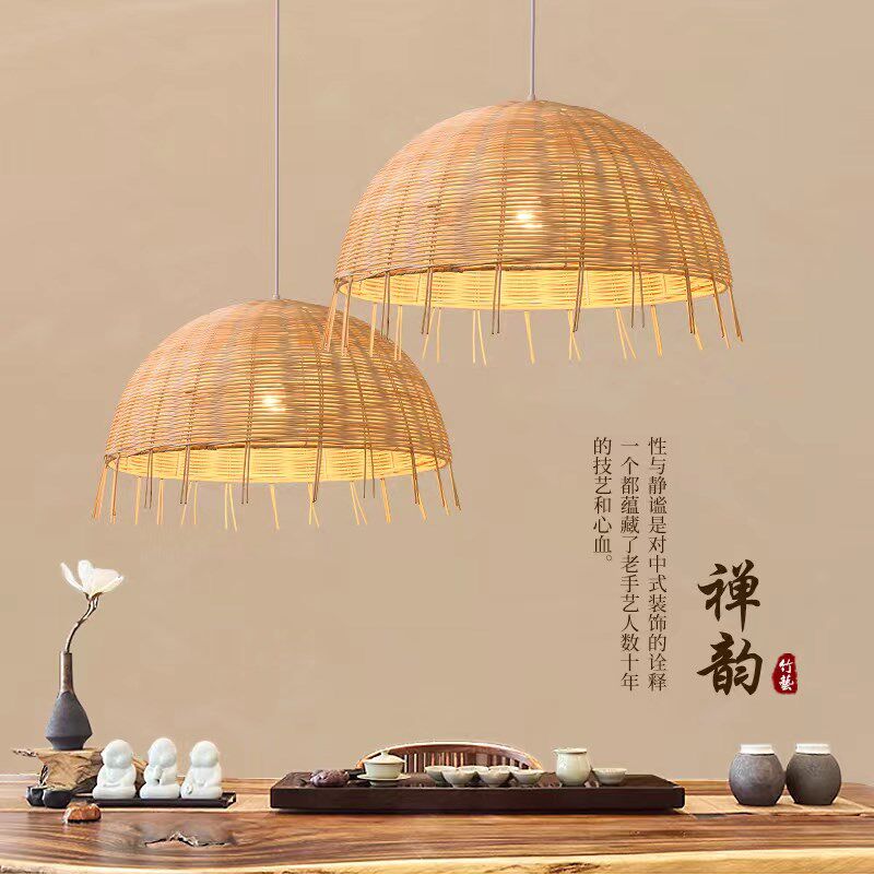 藤艺编织农家乐灯饰田园风餐厅餐馆茶室卧室火锅店东南亚竹编吊灯