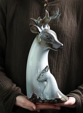 陶瓷生肖牛马羊猪摆件招财玄关办公室客厅书房博古架装饰开业礼品