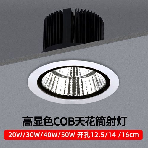 嵌入式led射灯天花灯20W30W40W50W瓦防眩筒灯开孔12 14 15 16公分