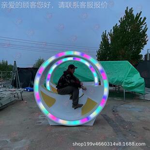 无动力外喷泉发光脚踏单车 户景子区广场互动设打施亲互动0924-1