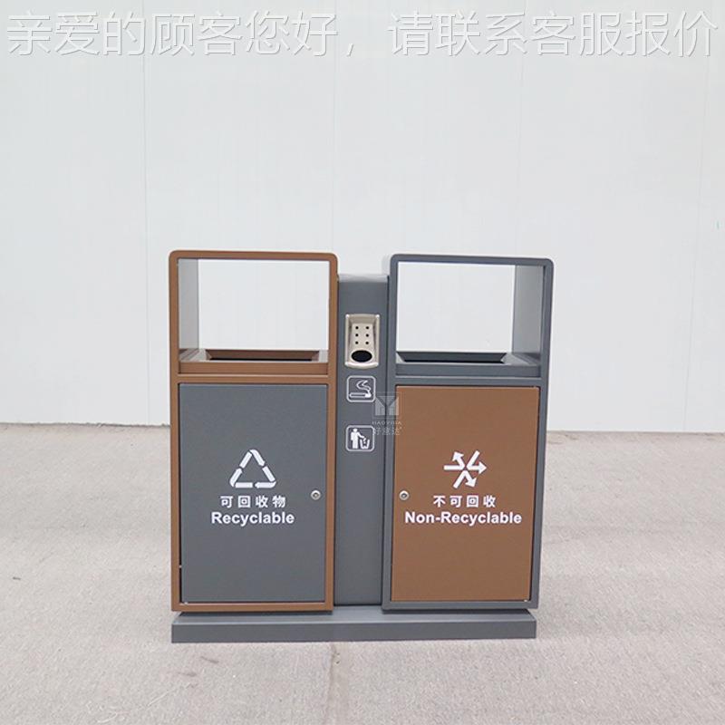 室内林外锈钢垃圾桶 地铁艺37术分类垃圾 不箱方形园环卫金属果皮