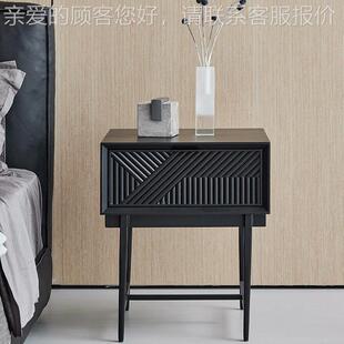 1代简约柜木子 轻奢雕花床头柜小户家具卧室储型物柜后边现TTA551