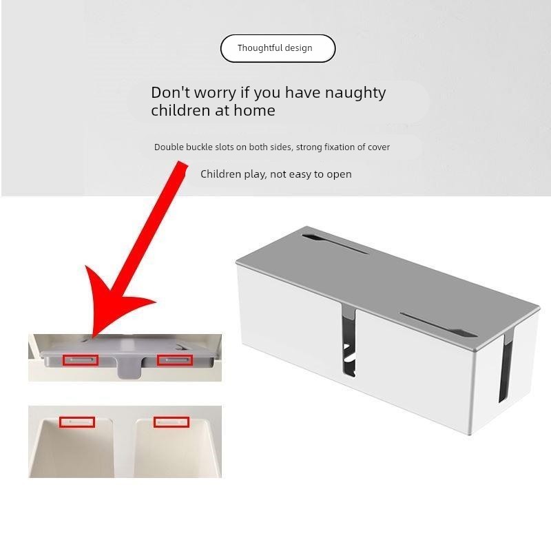 电线插排收纳盒超大办公桌数据线收纳神器卓面插座拖板安全集线盒