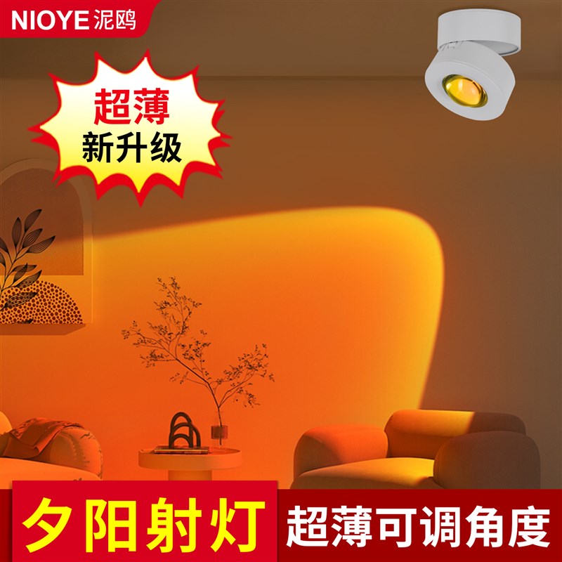 日不落射灯明装超薄款可调角度玄关画客厅过道网红夕阳氛围落日灯