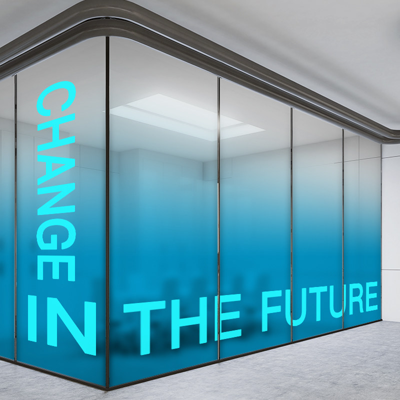 艺术定制公司彩色白色磨砂渐变办公室静电玻璃贴膜装饰半透明贴纸