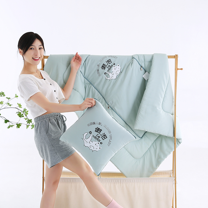 纯色抱枕被子两用办公室午睡毯子沙发盖毯枕头被二合一汽车载靠枕