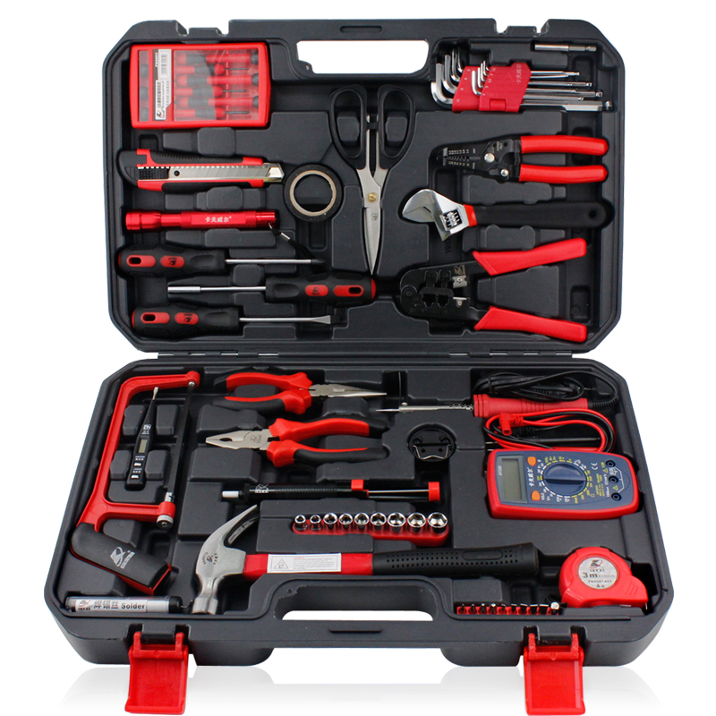 56件电讯工具套装工具箱电工专用工具套装带万用表网络维修工具套
