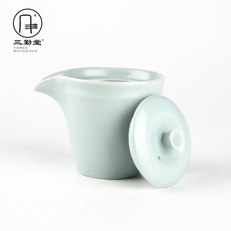 三勤堂汝窑手抓壶快客杯单壶景德镇陶瓷开片可养泡茶器茶具S24022