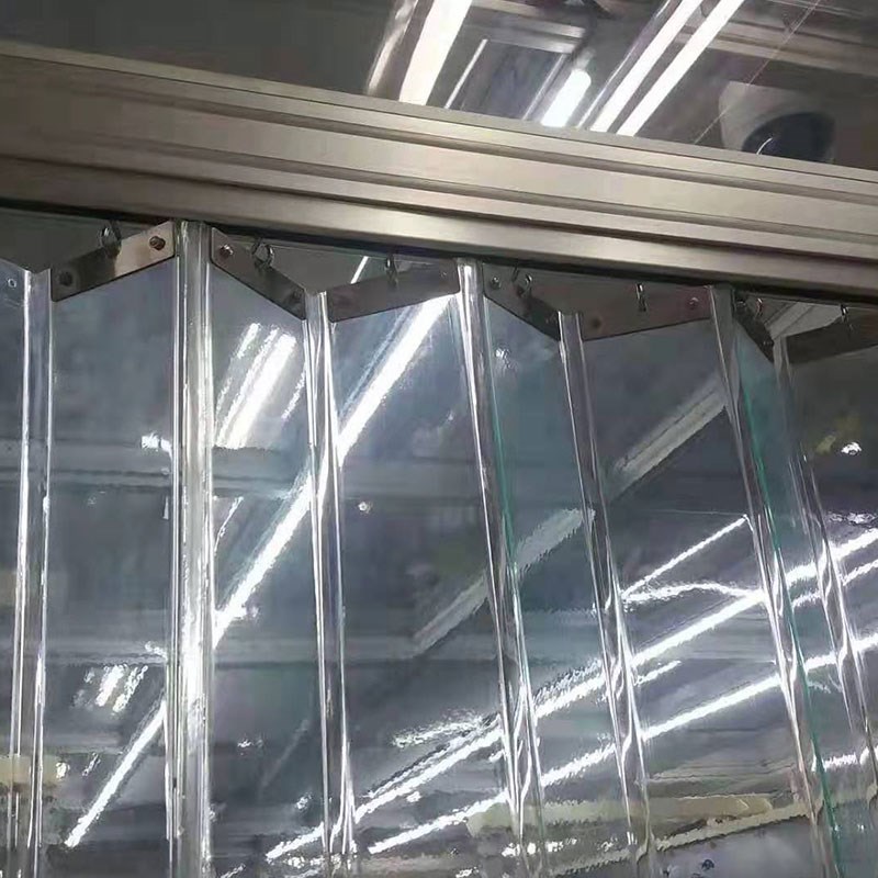 滑动折叠软门帘 推拉式PVC透明塑料轨道门帘春夏家用厨房挡风拉帘