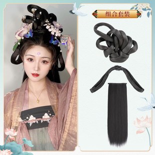 汉服古装假发前额全发丝发髻垫发连翘髻蝴蝶精怪新手基础打底发包