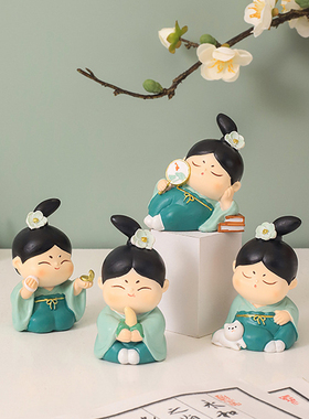 国潮宅家治愈系唐仕女小摆件新中式创意摆件客厅装饰品桌面摆件品