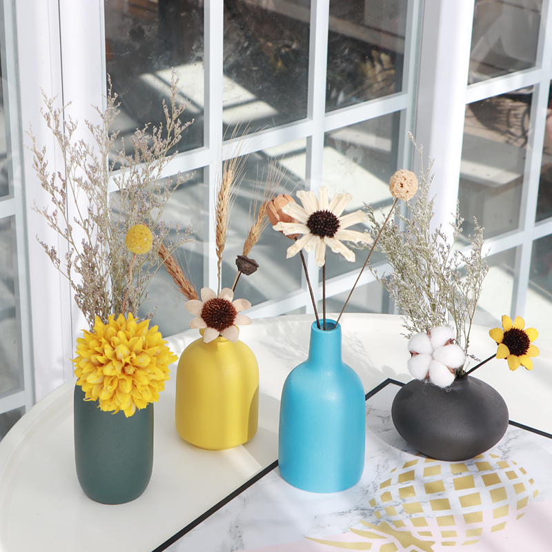 创意北欧风家居装饰品陶瓷小花瓶摆件客厅电视柜干花花插餐桌摆设