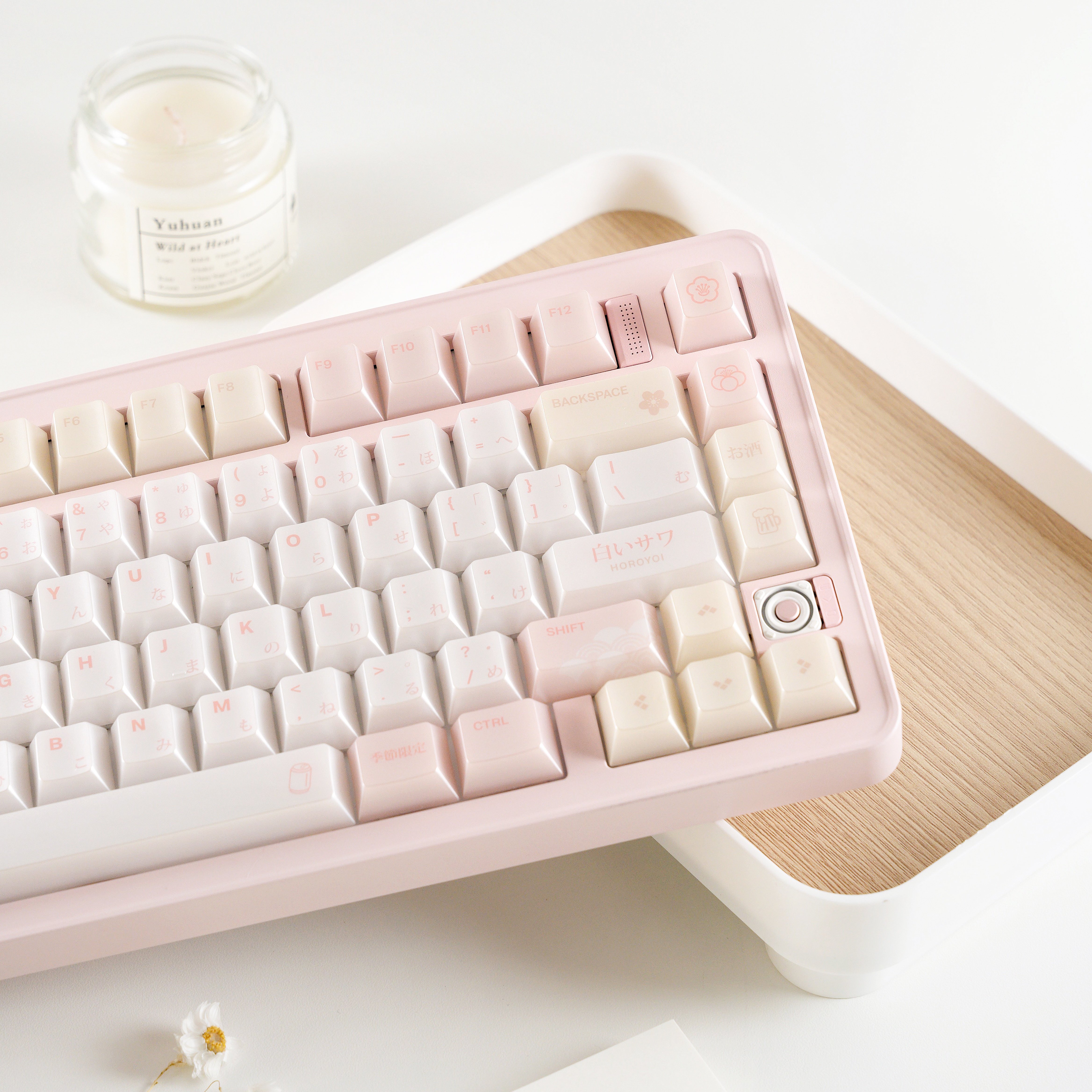 星迹外设XKeyCerberus白桃粉色珠光透光机械键盘键帽适配ev63夜魔