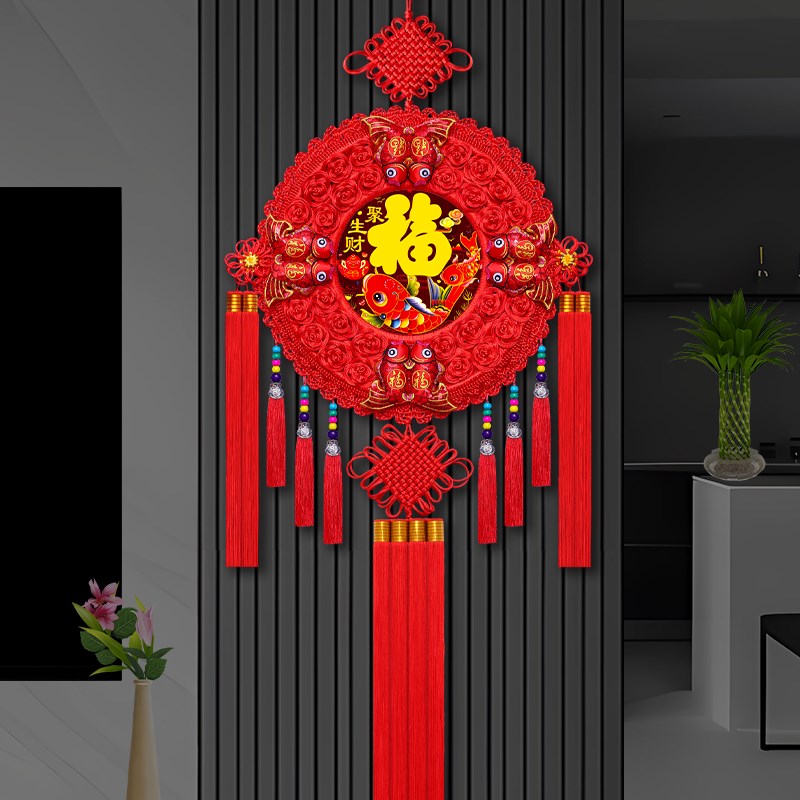 桃木中国结福字挂件入户门吉祥挂饰入户门客厅玄关背景墙装饰年货