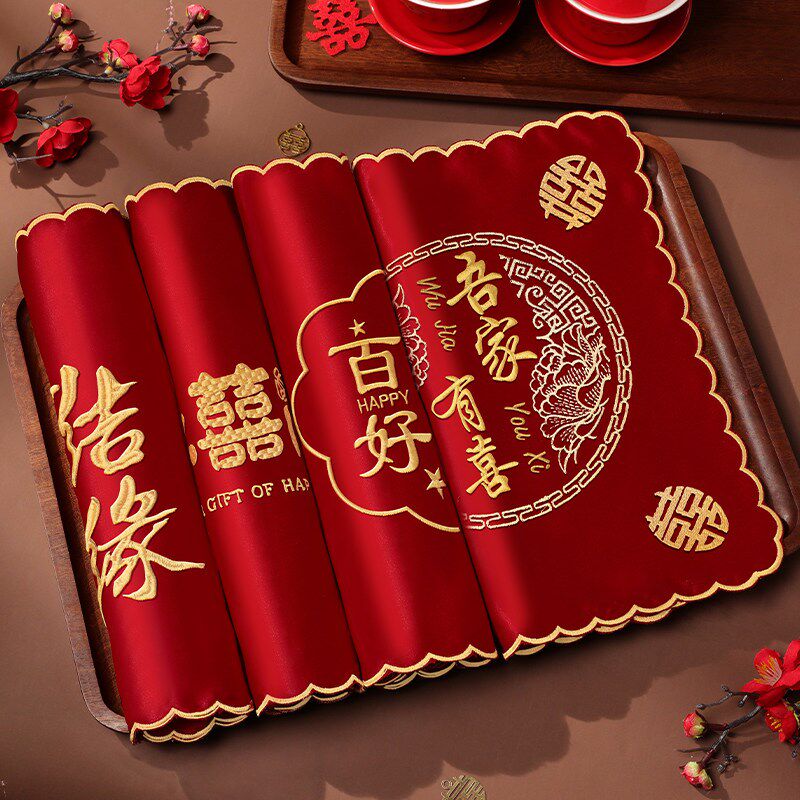 结婚婚礼喜帕红色手帕小手帕喜字小方巾婚庆用品新娘配件喜庆手帕