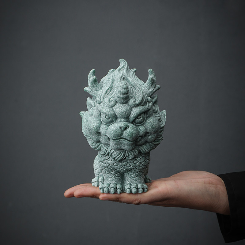 宇轩 青砂石麒麟茶宠摆件茶盘鱼缸造景瑞兽貔貅家居创意国潮精品