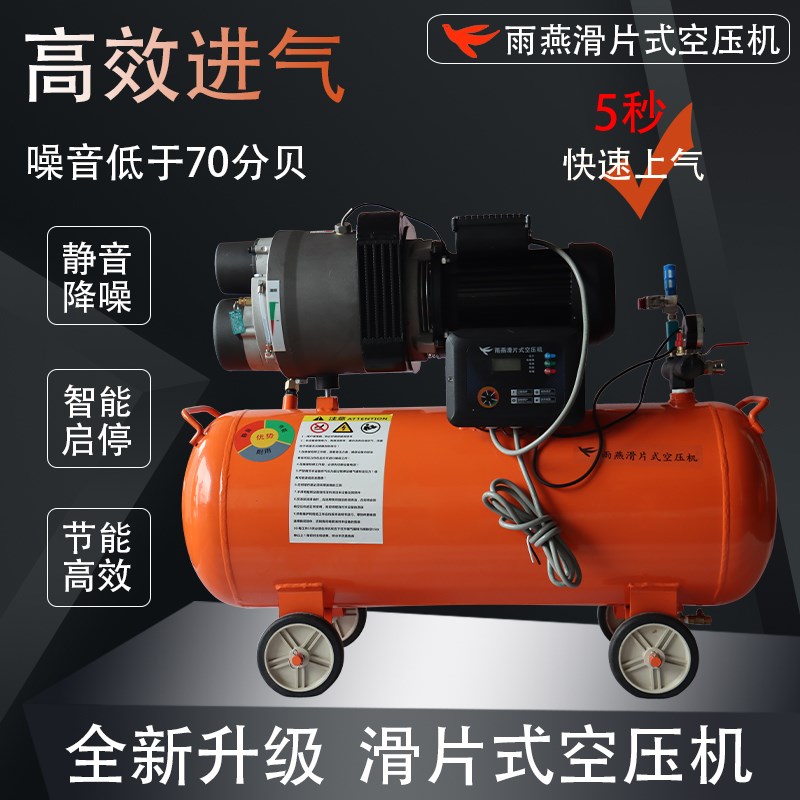 滑片式空压机220/380V工业级高效节能空气压缩机智能超静音打气泵