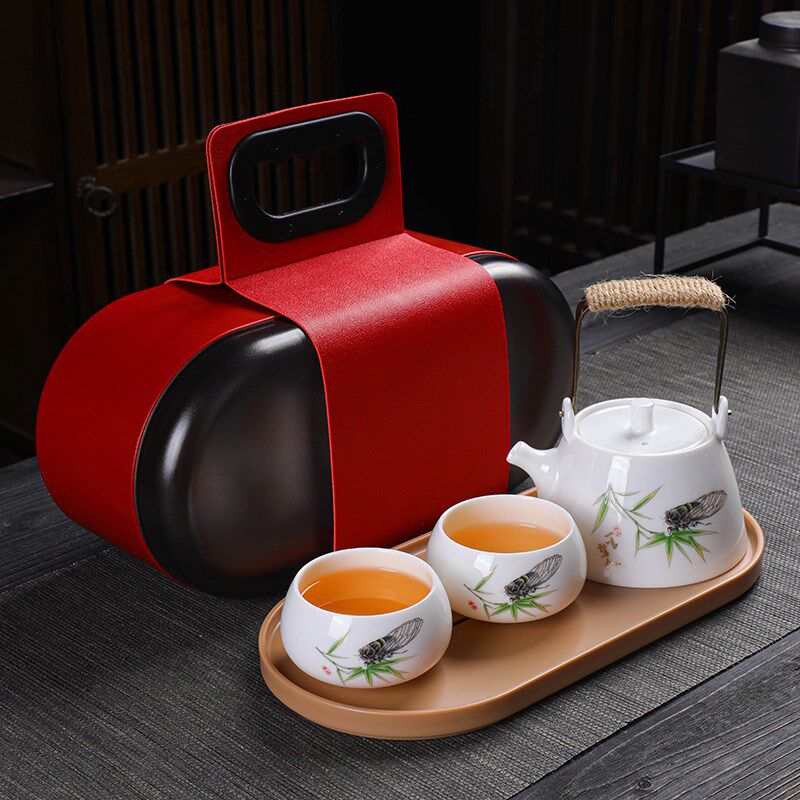 羊脂玉白瓷功夫茶具一壶两杯套装主人单杯陶瓷茶杯品茗杯家用送礼