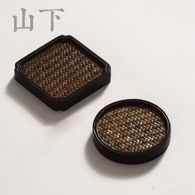 重竹杯垫手工竹制席面檀竹圆杯垫若兰茶杯托茶席饰物功夫茶道配件