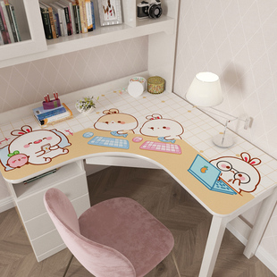 卡通转角书桌垫防水防油皮革桌布lL弧型孩电脑桌写字台布定制