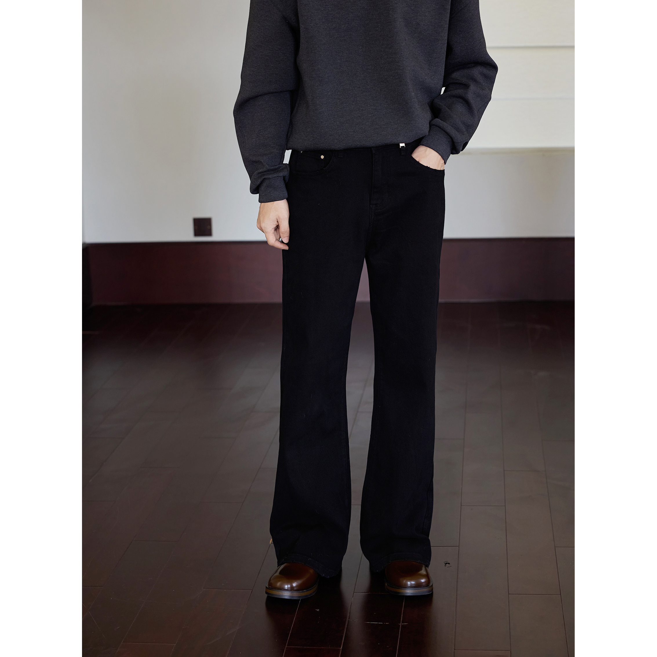 美式复古黑色牛仔裤男款