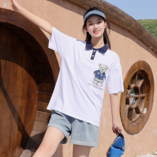 女夏季 少女夏装 纯棉t宽松上衣初中高中学生短袖 时尚 T恤2024年新款