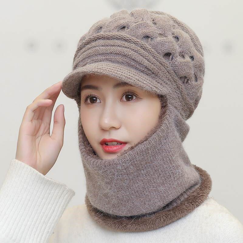 冬季防寒帽女士保暖防风r韩版加绒加厚帽子女棉秋冬天骑行针织毛
