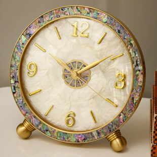 新款黄铜家用客厅小座钟摆件桌面中式静音床头小钟表创意轻奢时钟