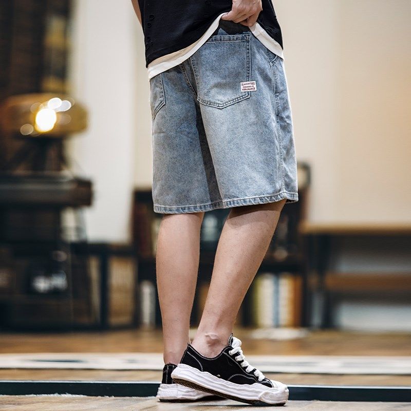 怀旧色牛仔短裤男2025夏季新款美式休闲五分裤子男士宽松直筒中裤,男装,短裤,淘宝优惠券,粉丝福利购,淘宝优惠卷
