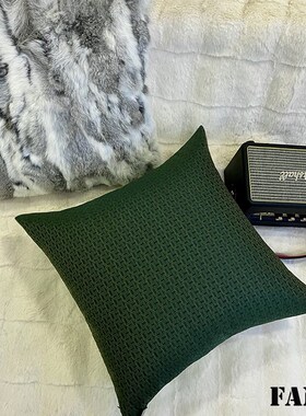 墨绿色几何小肌理抱枕套居家客厅沙发靠垫简约现代样板Z房别墅靠