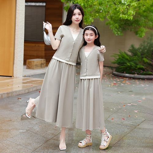 炸街亲子装夏季套装2025新款儿童洋气夏装纯棉高端母女装连衣裙潮