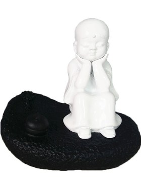 树脂工艺品桌面装饰一修小和尚思考I者摆件书房客厅家居饰品