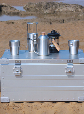 户外露营铝合金收纳箱多功能便捷越野车后备金属铝箱大容量108L