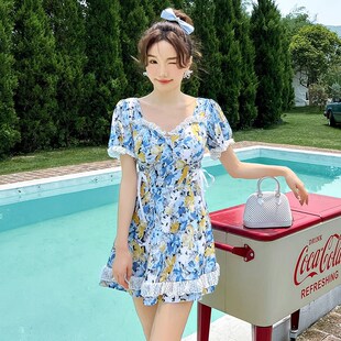 碎花遮肚显瘦保守泡温泉泳装 时尚 泳衣女连体裙式 晟琬琪新款