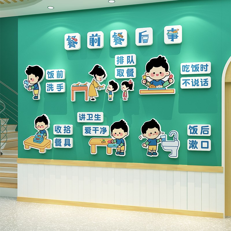 幼儿园墙面装饰环创主题食堂厨房饭桌餐厅托管班中心形象文化神器