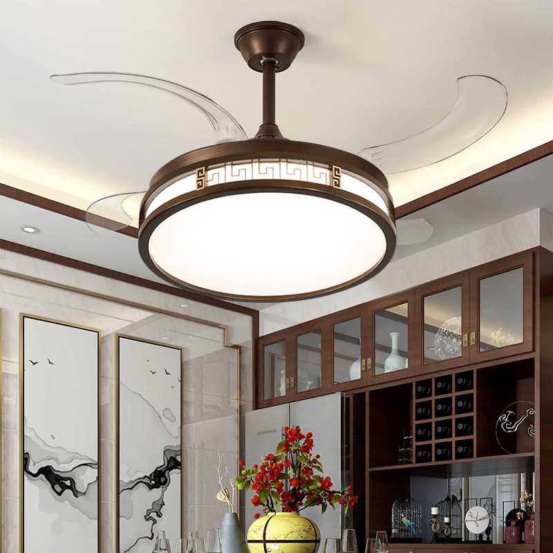 新中式风扇灯隐形吊扇灯led实木客厅吊灯餐厅灯中国风一体电扇灯,家装灯饰光源,客厅吊灯,淘宝优惠券,粉丝福利购,淘宝优惠卷