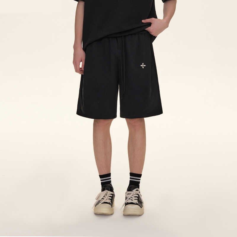 夏季新款十字架刺绣标纯棉短裤男美式重磅直筒宽松休闲五分裤子潮,男装,短裤,淘宝优惠券,粉丝福利购,淘宝优惠卷