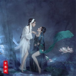 情人节摄影主题女古装 素青传 姐妹闺蜜青蛇白蛇汉服走秀演出服装
