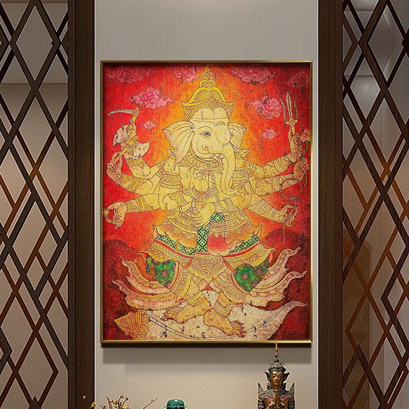异丽现代简约挂画轻奢卧室床头客厅沙发背景墙玄关走廊象神装饰画图片