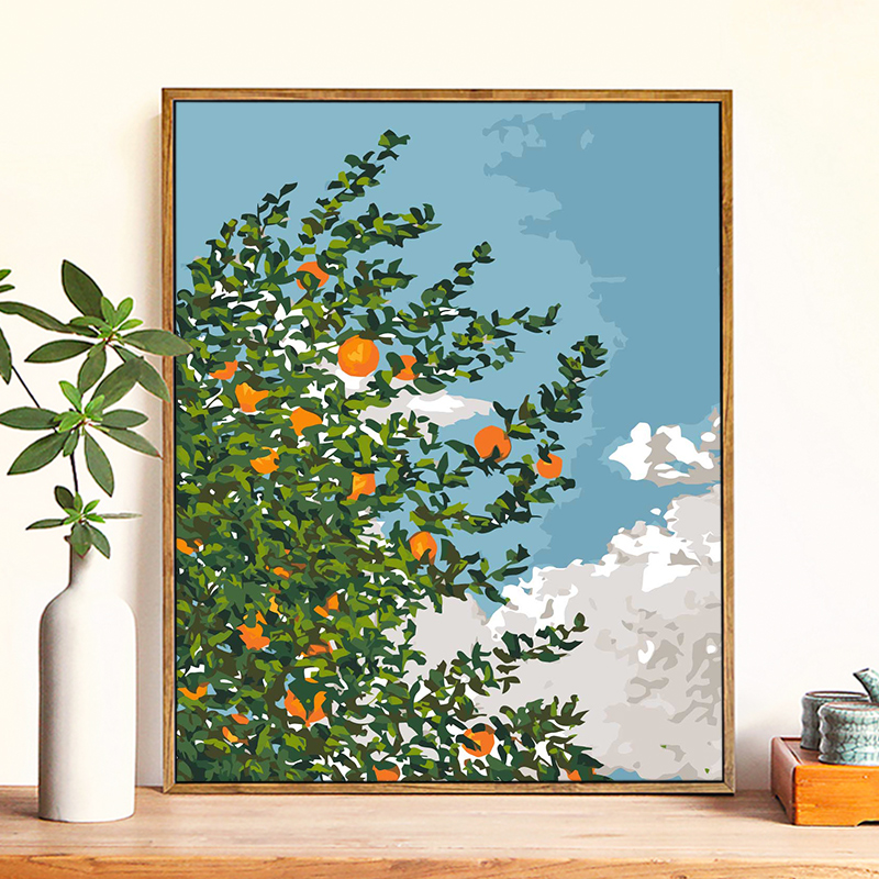 画画diy数字油画植物花卉手工填充填色手绘油彩画涂色涂鸦丙烯画