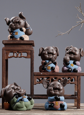 久造陶瓷五福猪摆件创意可爱生肖猪桌面装饰品家居客厅招财猪摆设