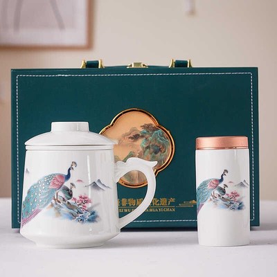 白瓷泡茶杯茶水分离带盖过滤大容量水杯家用办公室茶叶定制礼品