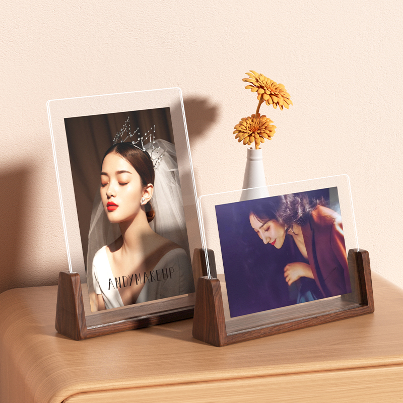 U型木质台卡展示牌桌面台签台牌二维收款码立牌亚克力台卡架桌牌