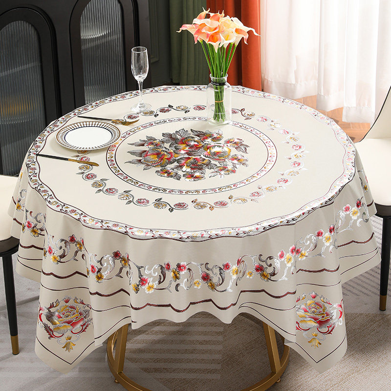桌布防水防油免洗防烫2022新款客厅家用简约圆形餐桌台布pvc桌垫